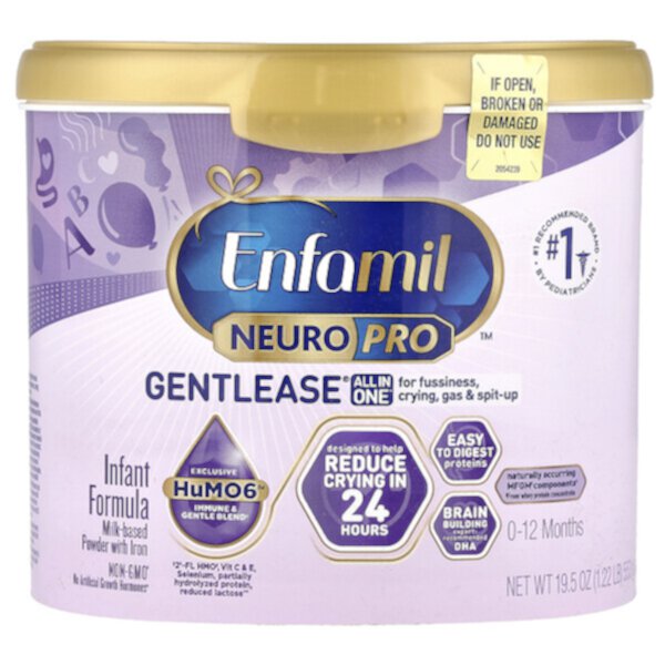 Детская смесь NeuroPro™ Gentlease® для младенцев до 12 месяцев, 553 г, уменьшает колики и плач Enfamil