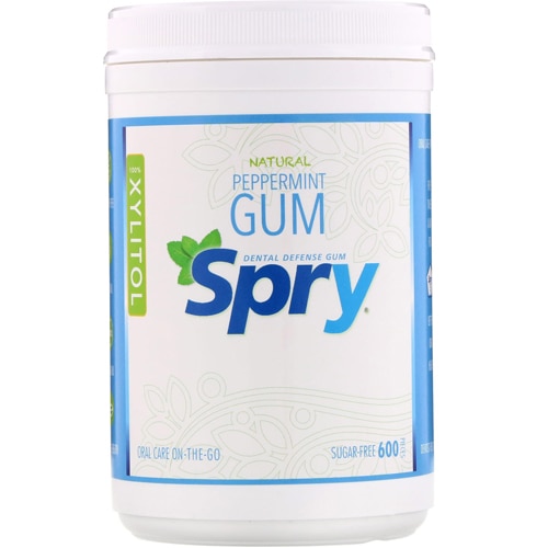 Dental Defense Sugar-Free Gum with Xylitol Natural Peppermint -- 550 Pieces Spry