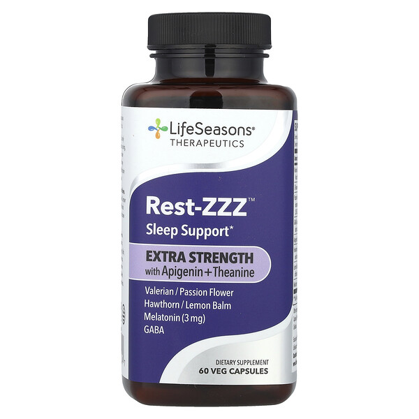 Rest-ZZZ™ Поддержка сна с Апигенином и Теанином, 60 вегетарианских капсул LifeSeasons