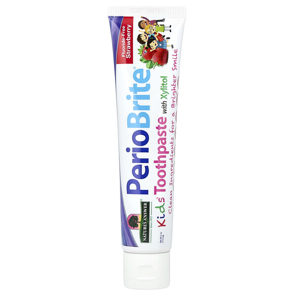 PerioBright®, Kids' Fluoride-Free Toothpaste with Xylitol, Strawberry, 4 oz (113.4 g) Nature's Answer