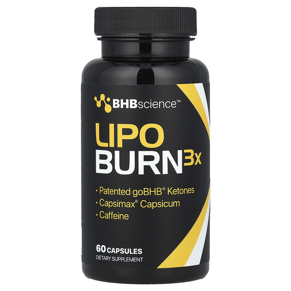 Lipo Burn3X - 60 капсул с запатентованными кетонами goBHB® и кофеином Real Ketones