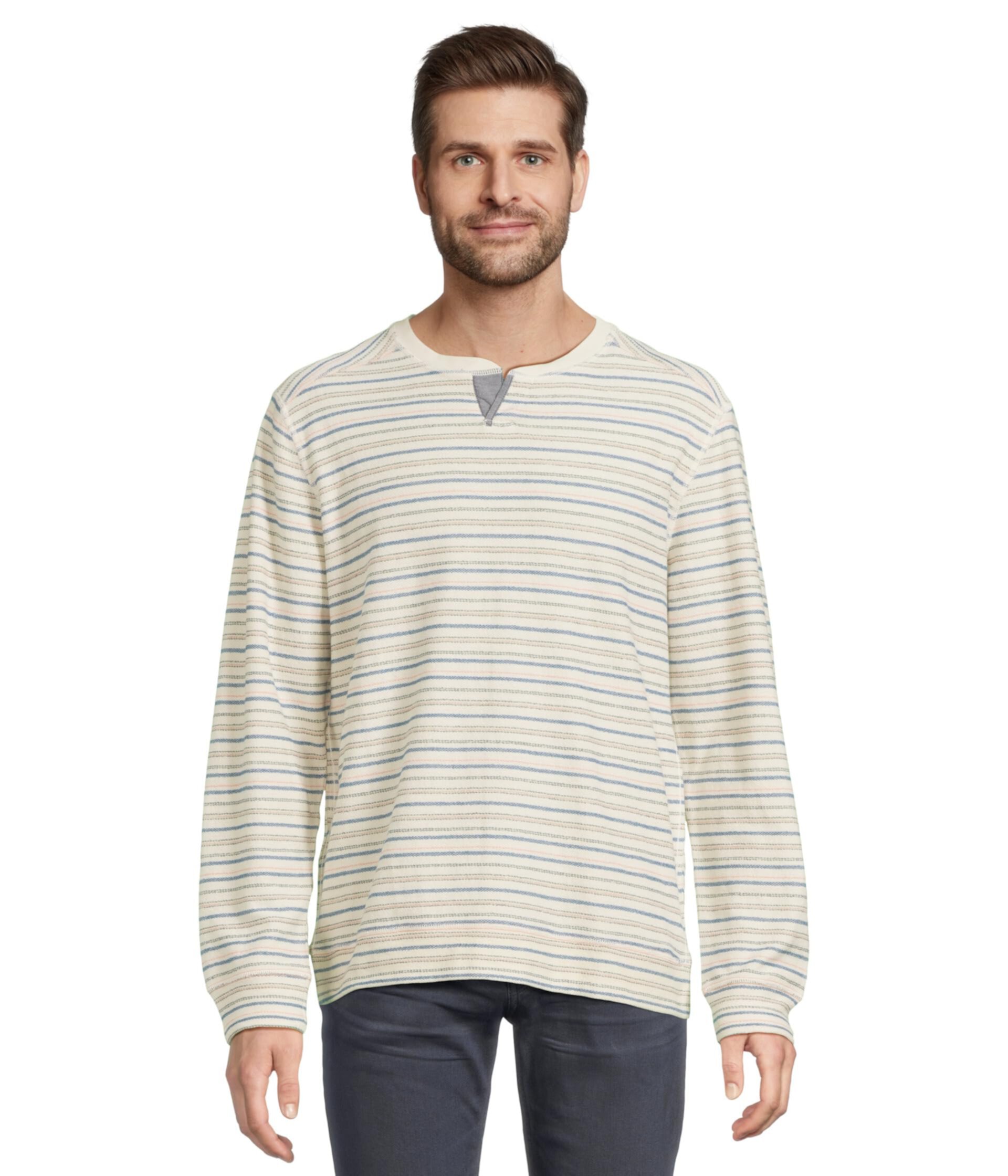 Мужская футболка Horizon Beach Stripe Abaco из 100% хлопка с длинными рукавами Tommy Bahama