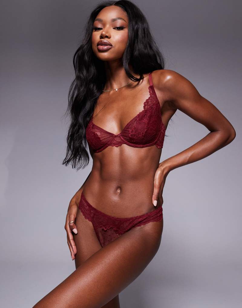 ASOS DESIGN Sian thong in burgundy ASOS DESIGN