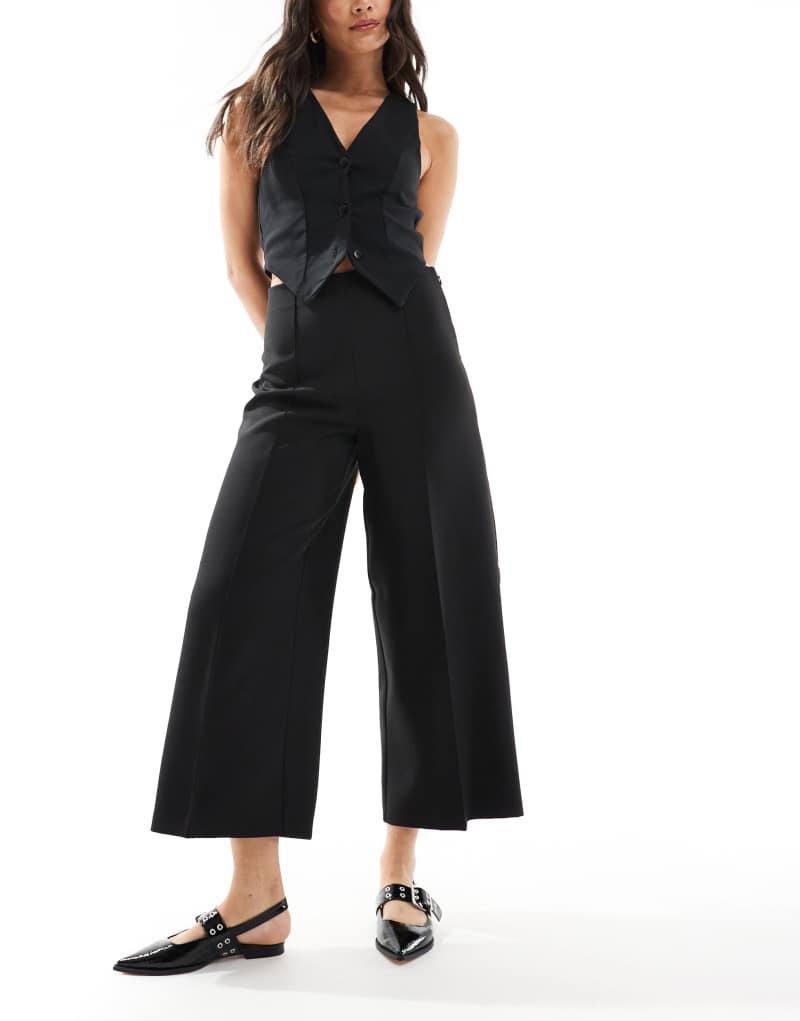 ASOS DESIGN tailored clean ankle grazer wide leg pants in black ASOS DESIGN