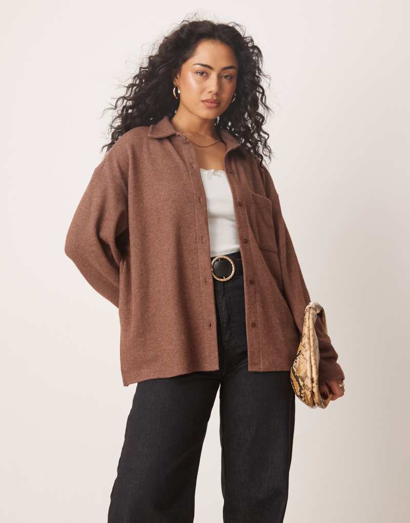 ASOS DESIGN super soft oversized shirt in brown ASOS DESIGN