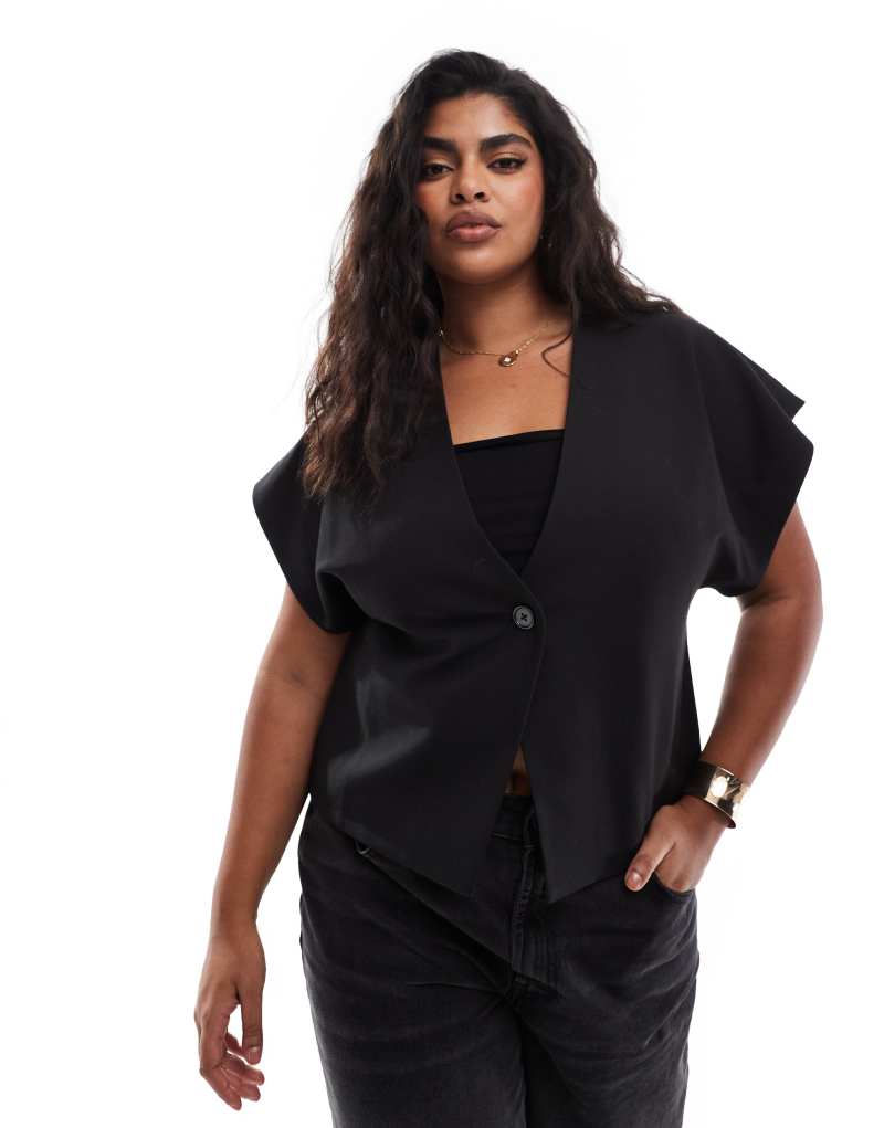 ASOS DESIGN Curve wrap vest in black ASOS DESIGN