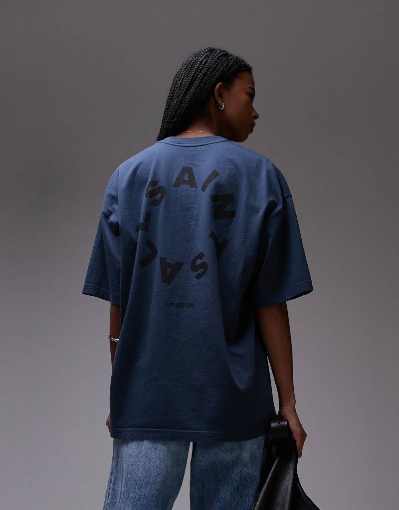 AllSaints Tierra oversized t-shirt in machine blue AllSaints