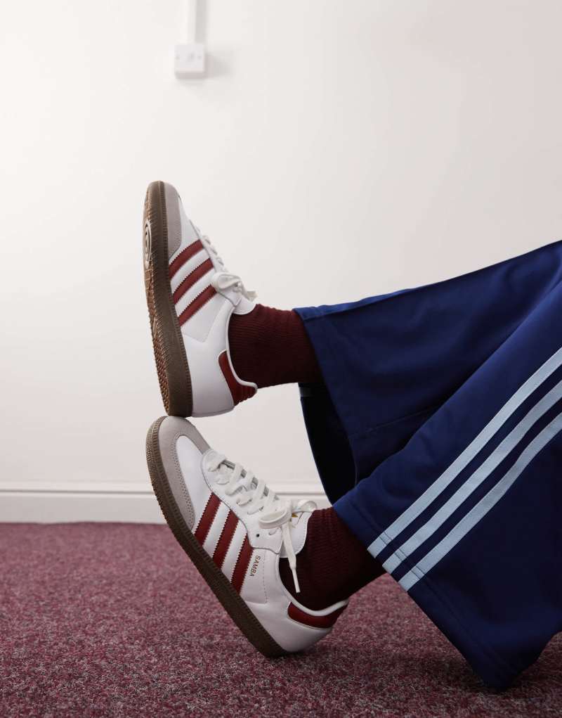 adidas Originals Samba OG sneakers in white and dark red Adidas