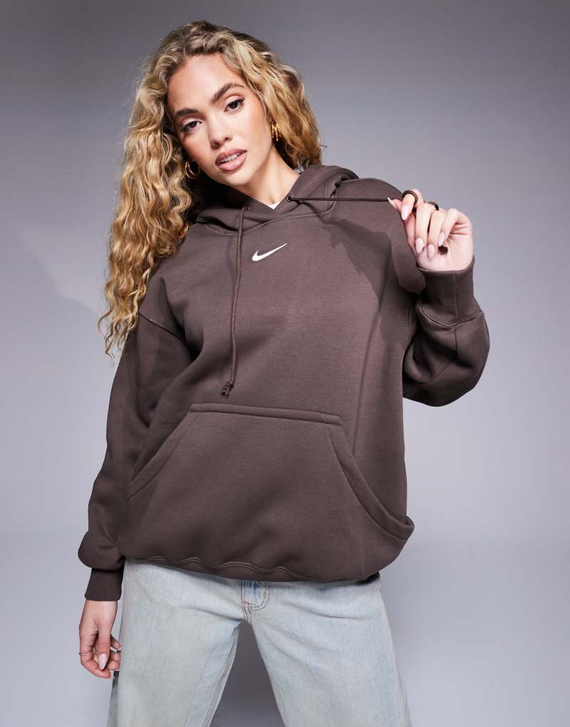 Nike Phoenix Fleece oversized hoodie in brown Nike