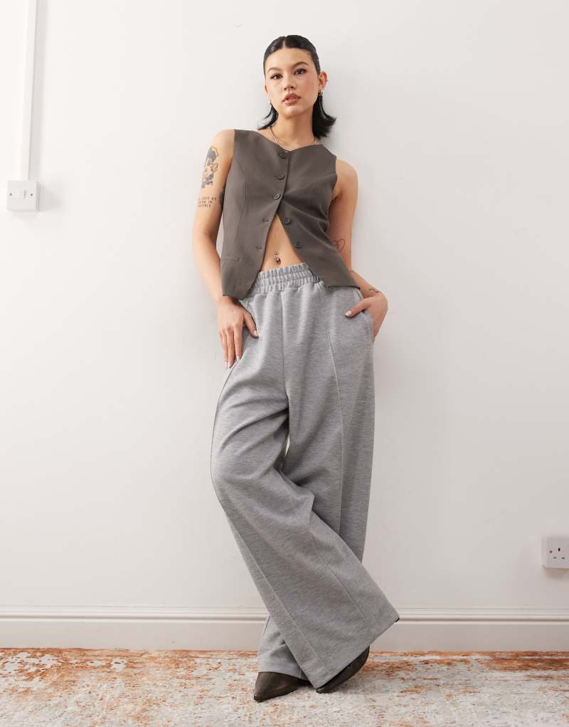 Reclaimed Vintage unisex smart wide leg sweatpants in gray heather Reclaimed Vintage