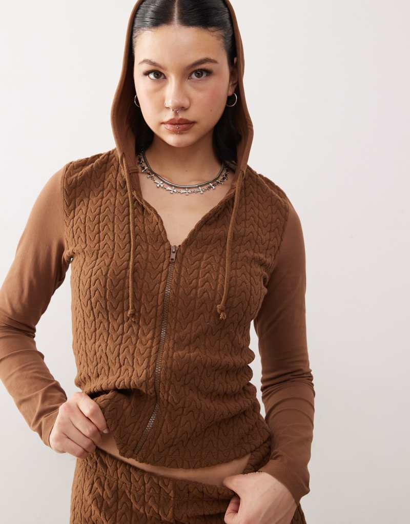 Reclaimed Vintage cable hoodie in brown - part of a set Reclaimed Vintage