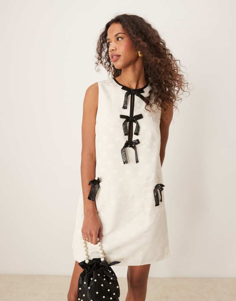 Sister Jane bow mini dress in ivory cream Sister jane