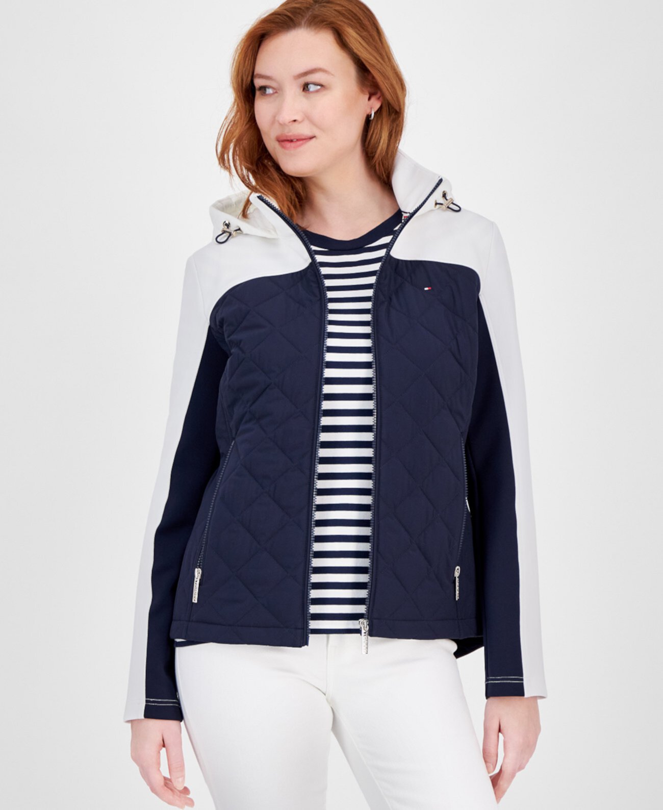 Women's Color-Block Quilted Scuba Jacket Tommy Hilfiger