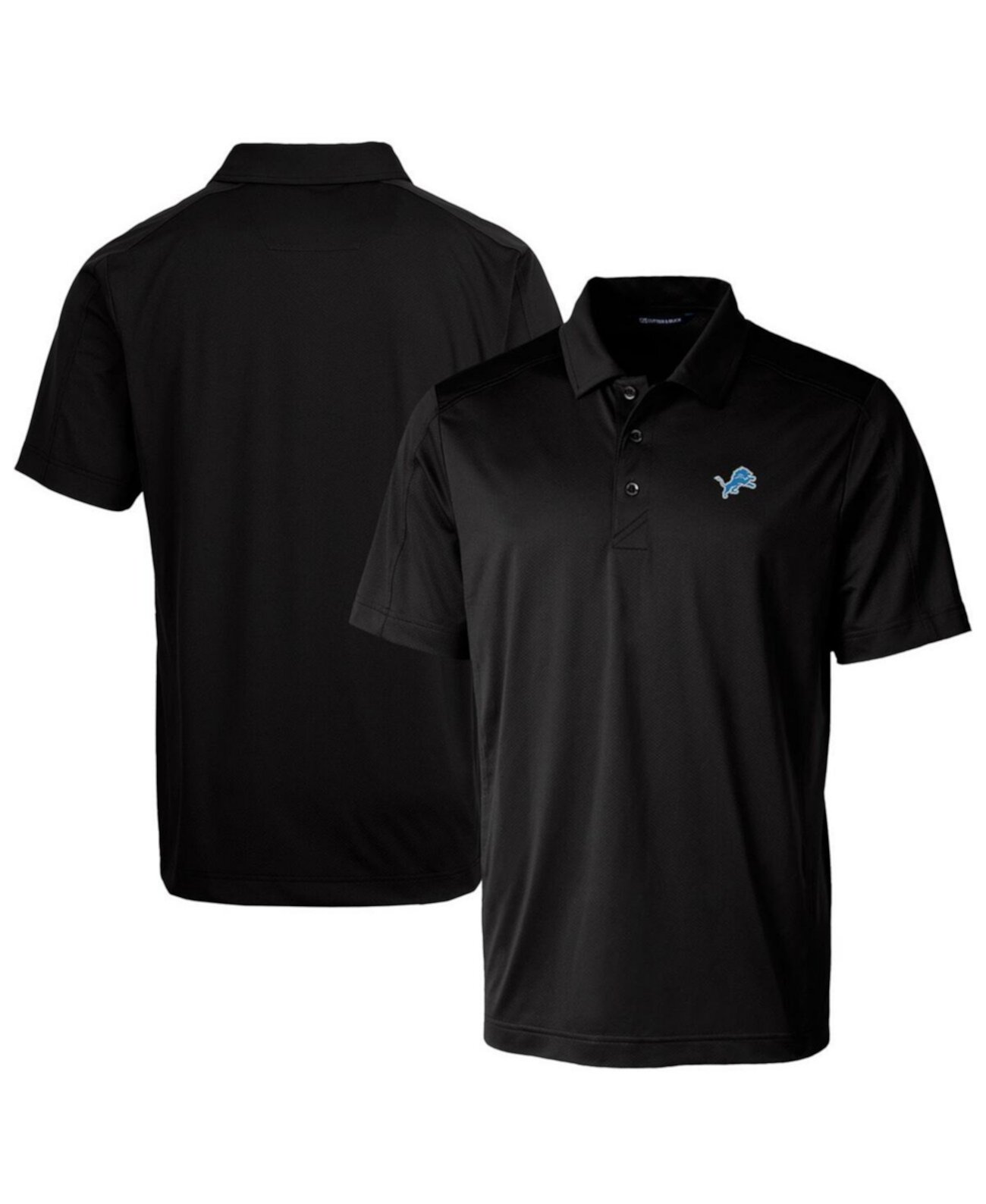 Men's Black Detroit Lions Prospect Textured Stretch Polo Cutter & Buck