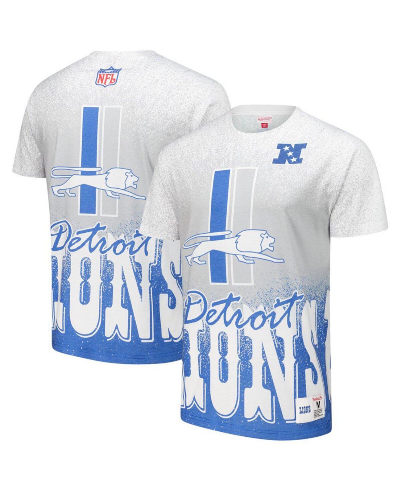 Men's White Detroit Lions Team Burst Vintage Logo T-Shirt Mitchell & Ness