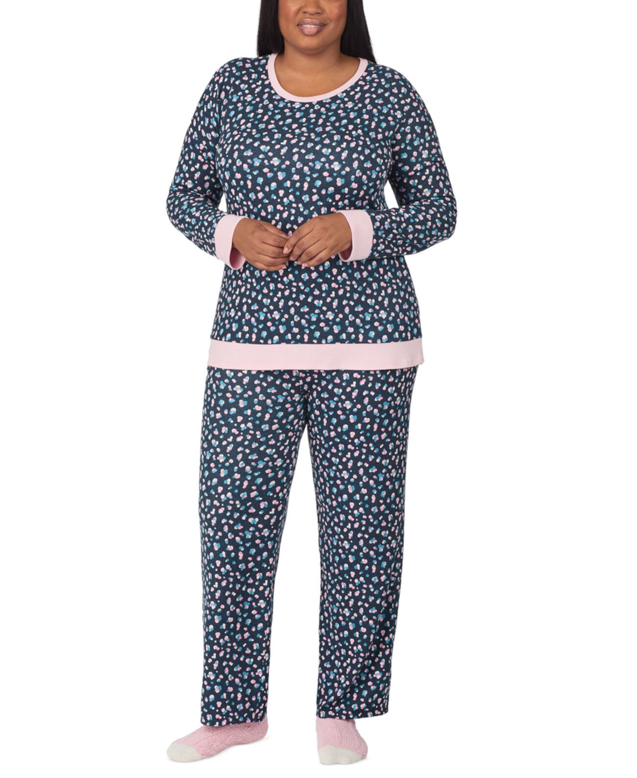 Plus Size Printed Long-Sleeve Pajama Set Ellen Tracy