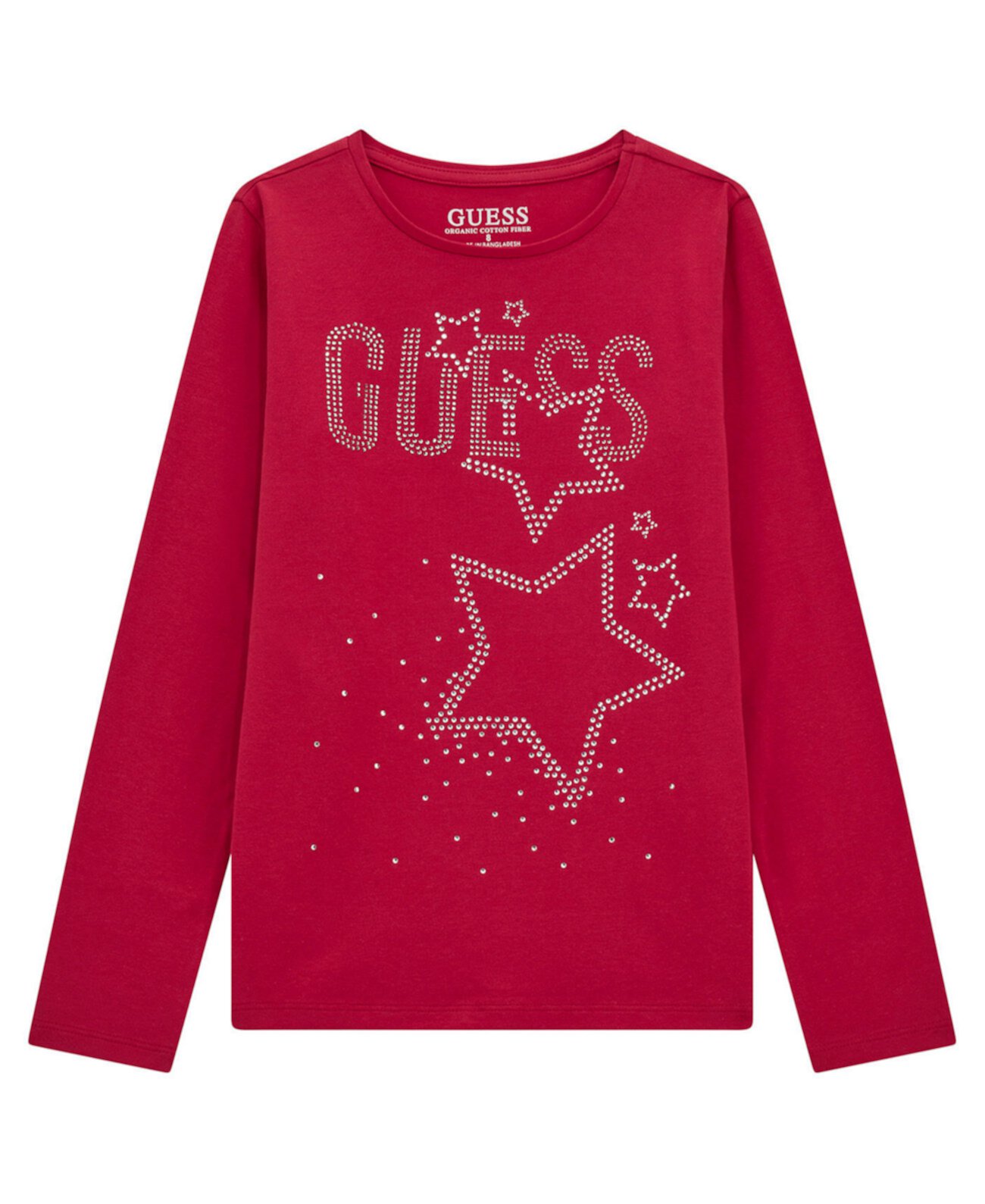 Big Girls Long Sleeve with Rhinestone Logo T-shirt GUESS