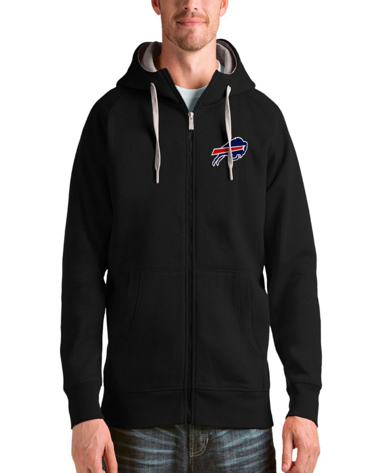 Men's Black Buffalo Bills Victory Full-Zip Hoodie Antigua