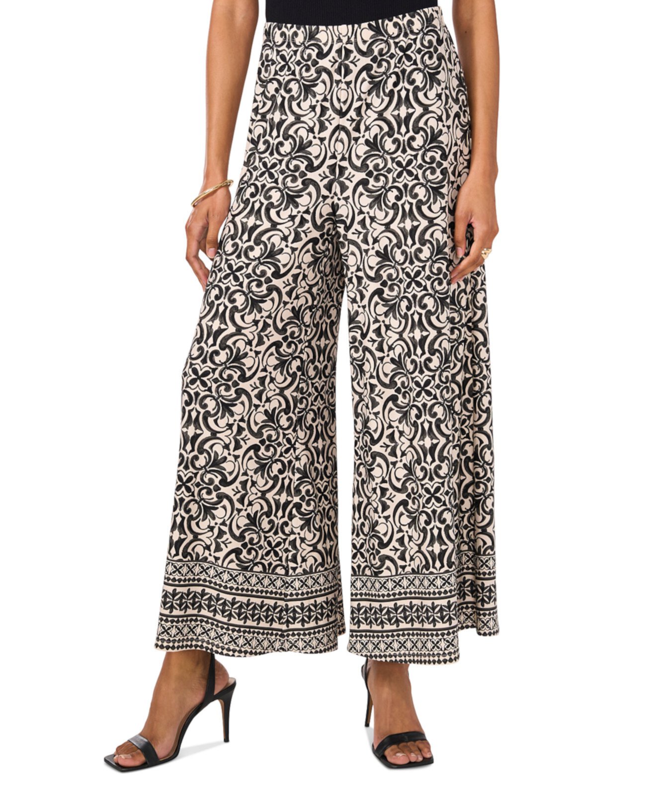 Women's Printed Wide-Leg Pull-On Pants Vince Camuto