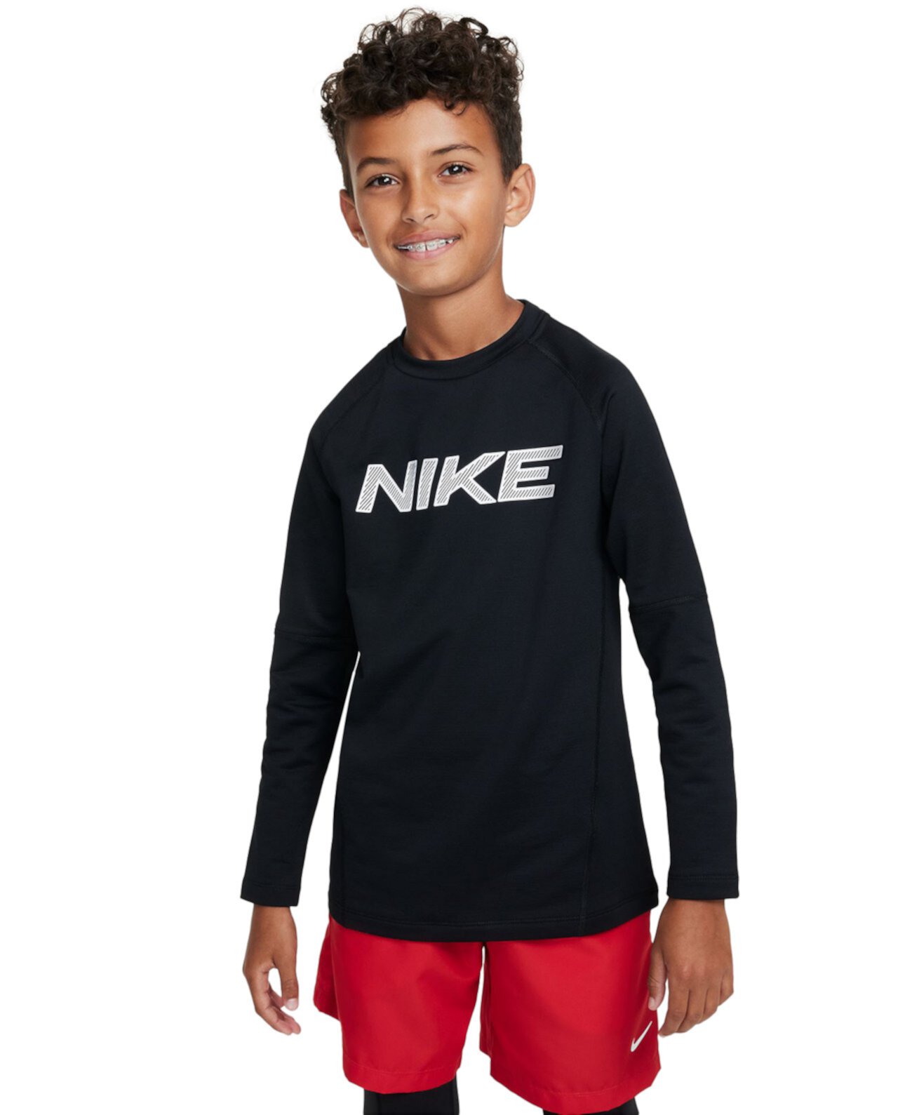 Big Boys Pro Warm Dri-FIT Long-Sleeve Training Top Nike