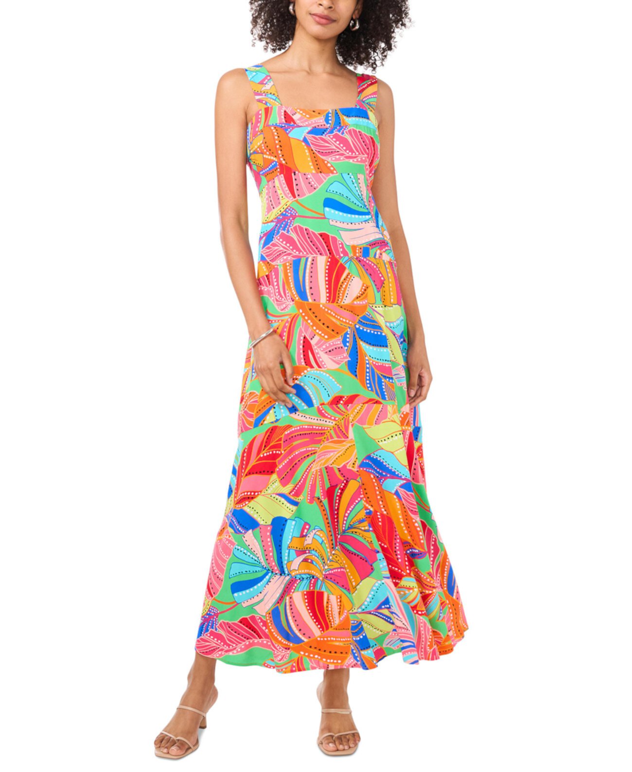 Women's Floral Sleeveless Square-Neck Maxi Dress Vince Camuto