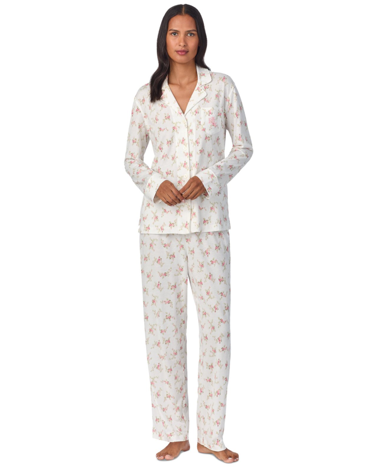 Women's Floral Notched-Collar Pajama Set LAUREN Ralph Lauren