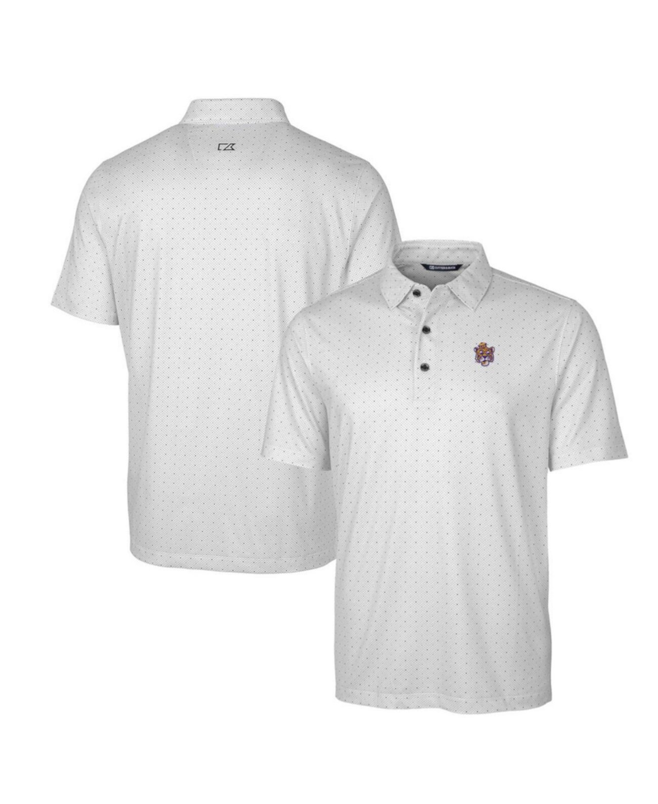 Men's LSU Tigers Primary Team Logo Pike Double Dot Print Stretch Polo Cutter & Buck