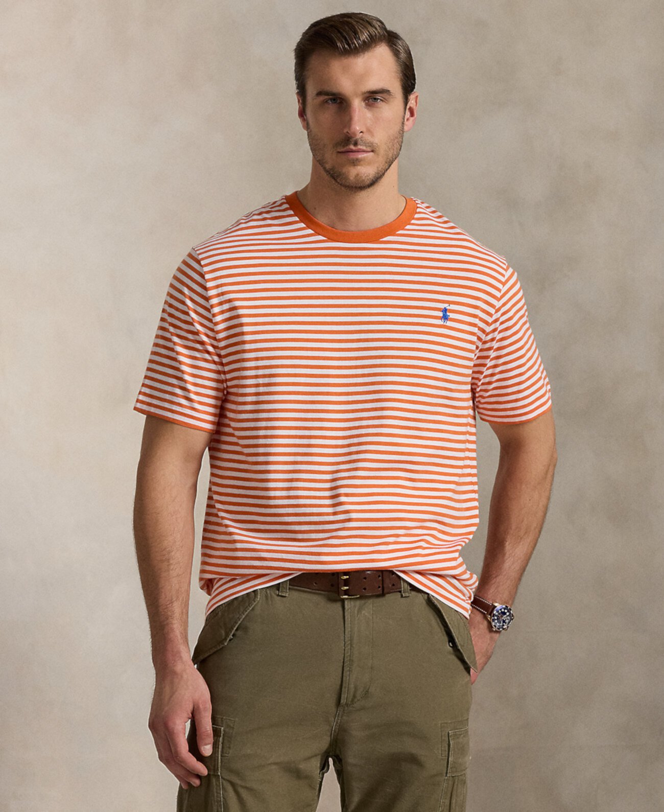 Men's Big & Tall Striped Jersey T-Shirt Polo Ralph Lauren