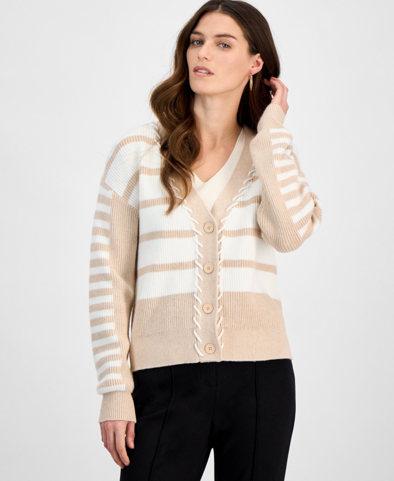 Women's Colorblocked V-Neck Knit Cardigan T Tahari