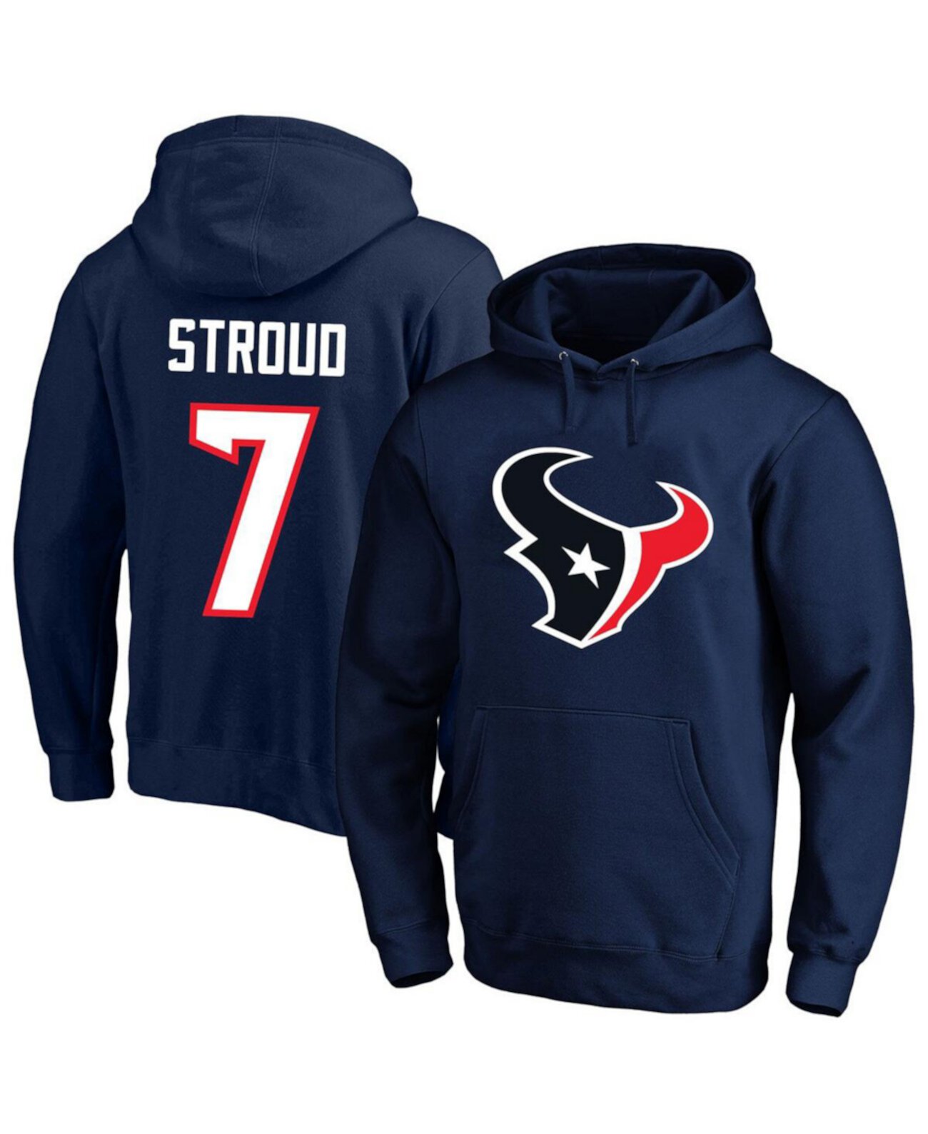 Men's C.J. Stroud Navy Houston Texans Big Tall Name Number Fleece Pullover Hoodie Fanatics