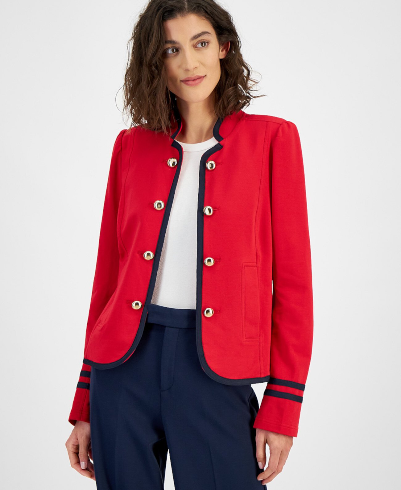 Women's Open-Front Long-Sleeve Band Jacket Tommy Hilfiger