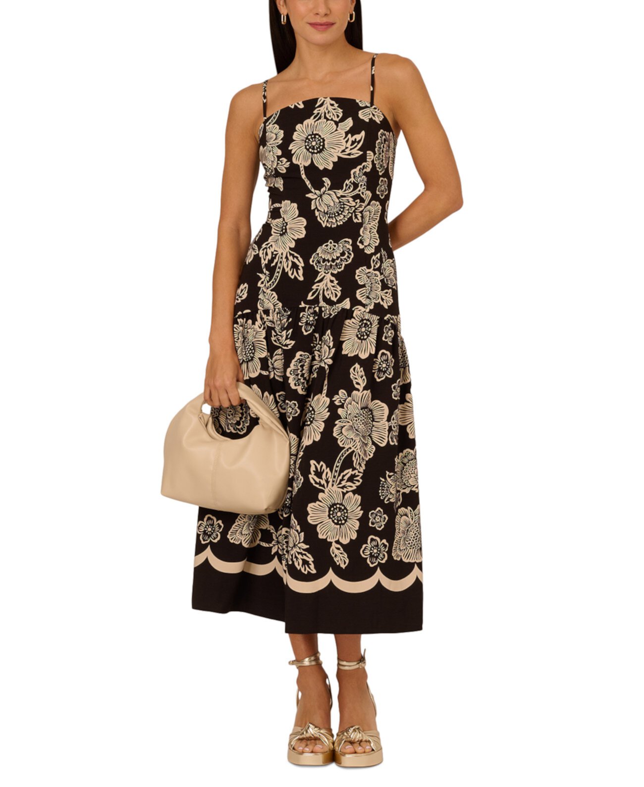 Women's Square-Print Floral-Print Dress Adrianna by Adrianna Papell