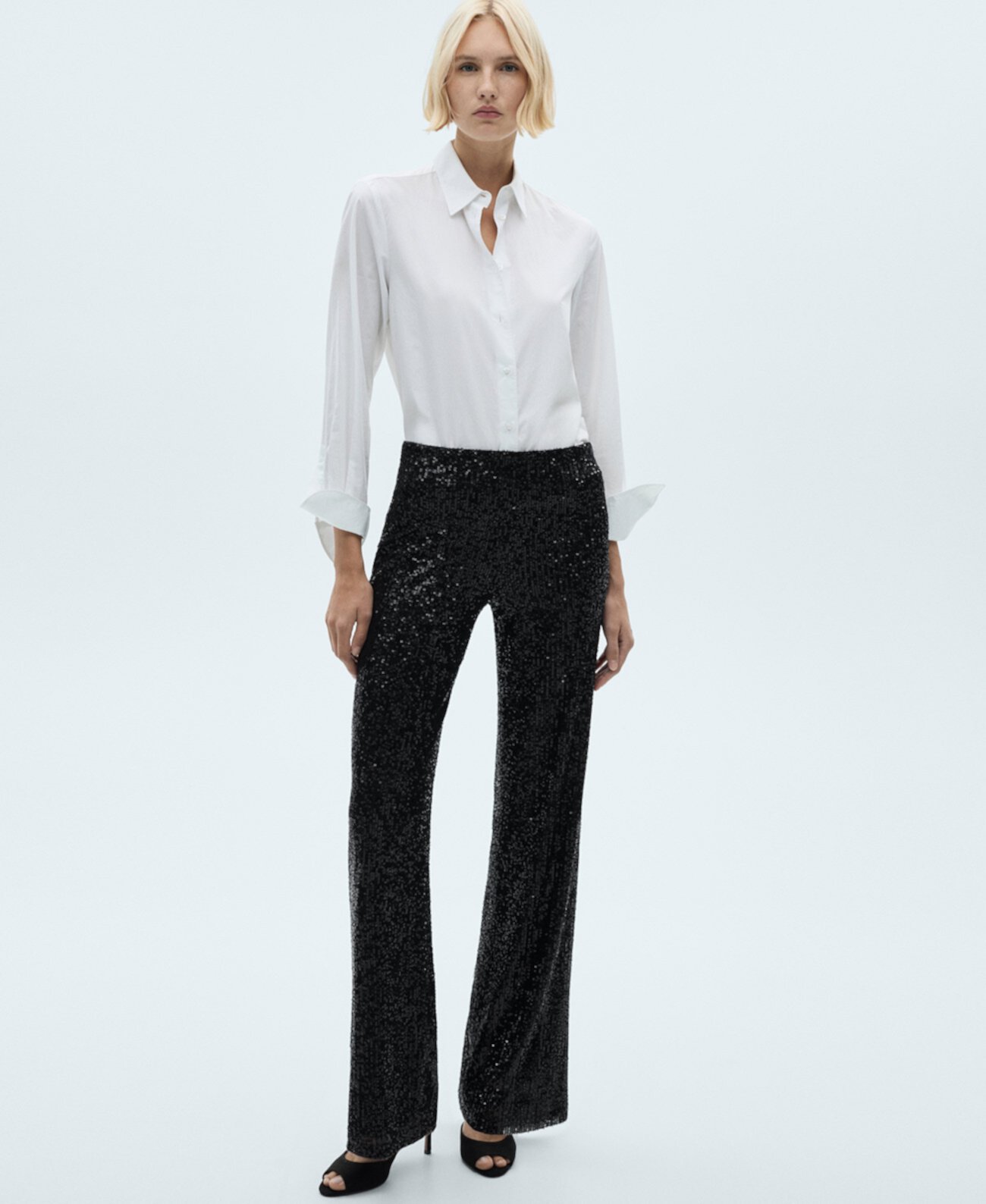 Women's Sequined Palazzo Trousers MANGO