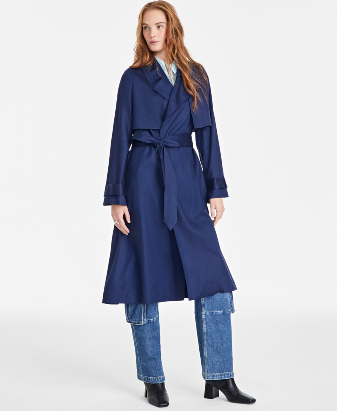 Women's Belted Storm-Flap Trench Coat, Exclusively at Macy's On 34th