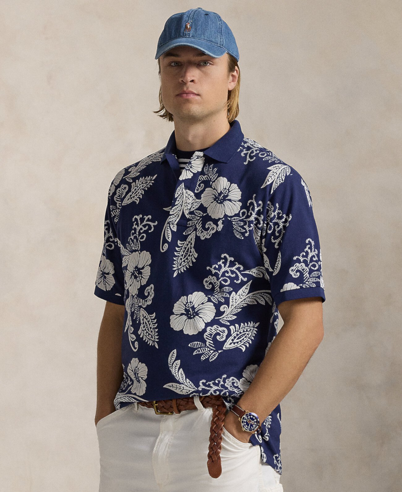 Men's Big & Tall Hibiscus-Print Mesh Polo Shirt Polo Ralph Lauren