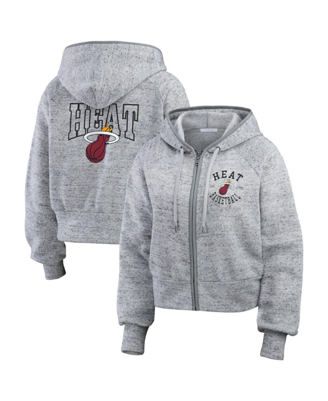 Women's Heather Gray Miami Heat Speckled Radiator Full-Zip Hoodie WEAR by Erin Andrews