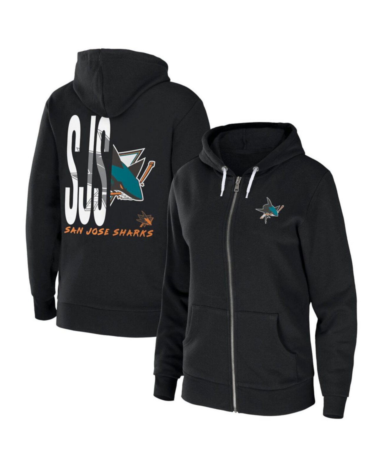 Women's Black San Jose Sharks Sponge Fleece Full-Zip Hoodie WEAR by Erin Andrews