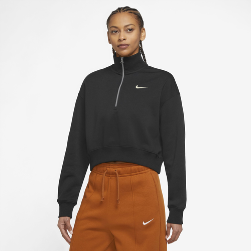 Женское худи Nike Style Fleece Crop с четвертью молнии из мягкого флиса, 80% хлопок Nike