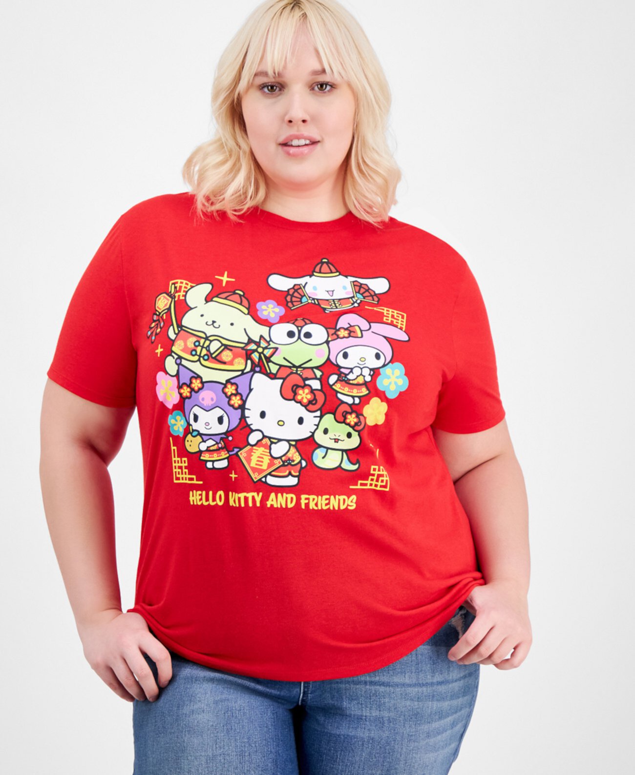 Женская Футболка Love Tribe Trendy Plus Size Hello Kitty Lunar New Year Love Tribe