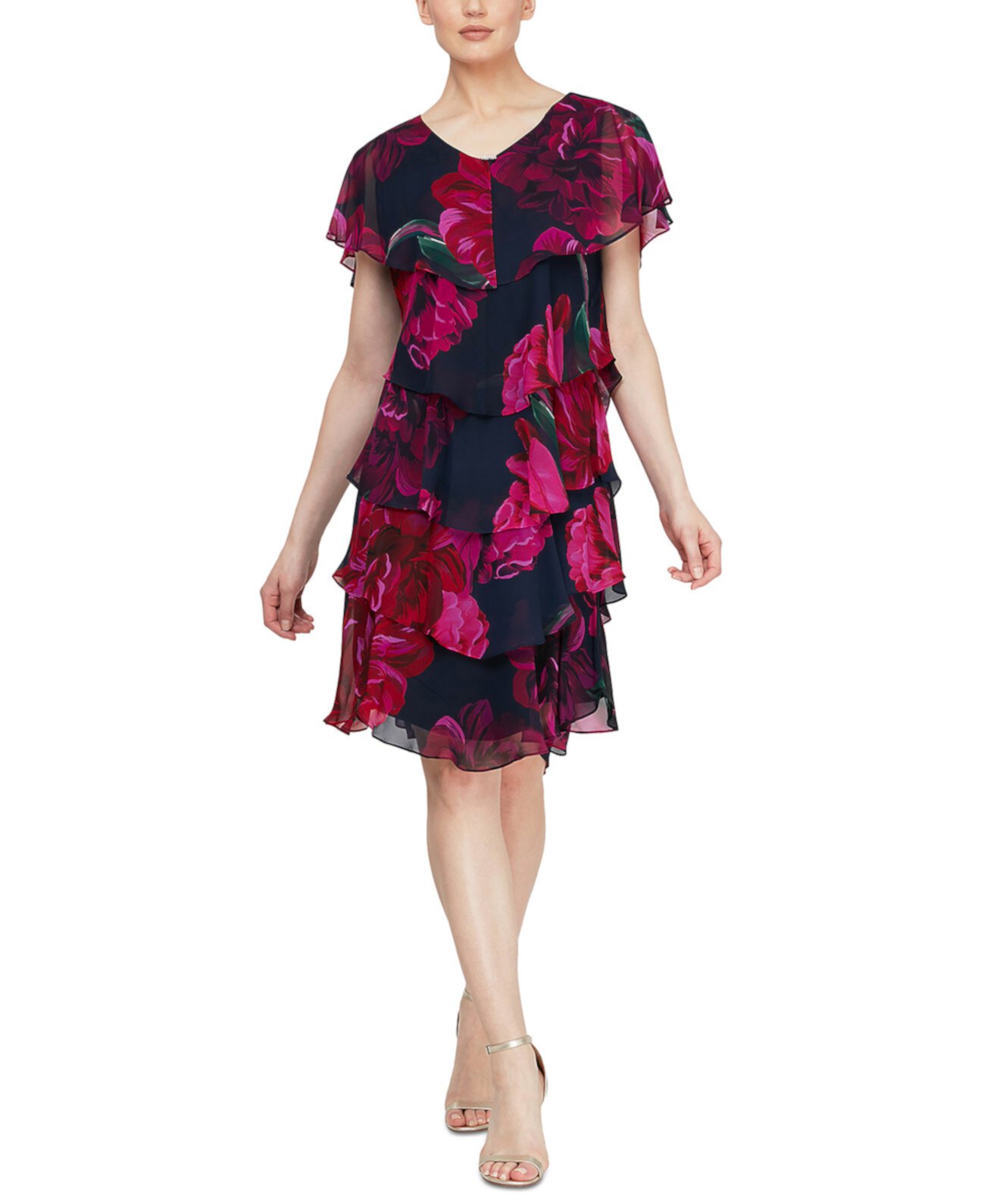 Women's Floral-Print Tiered Dress SL Fashions