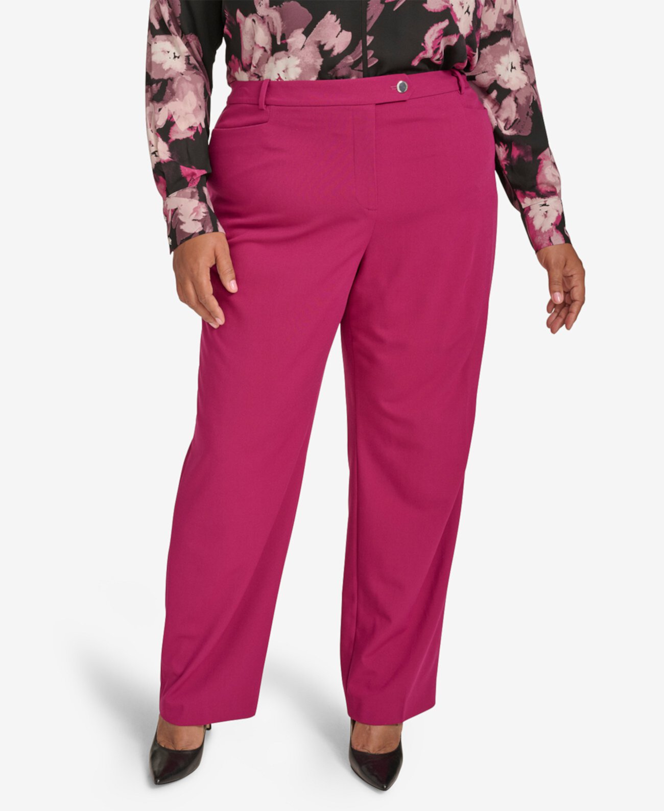 Plus Size Mid-Rise Straight-Leg Pants Calvin Klein