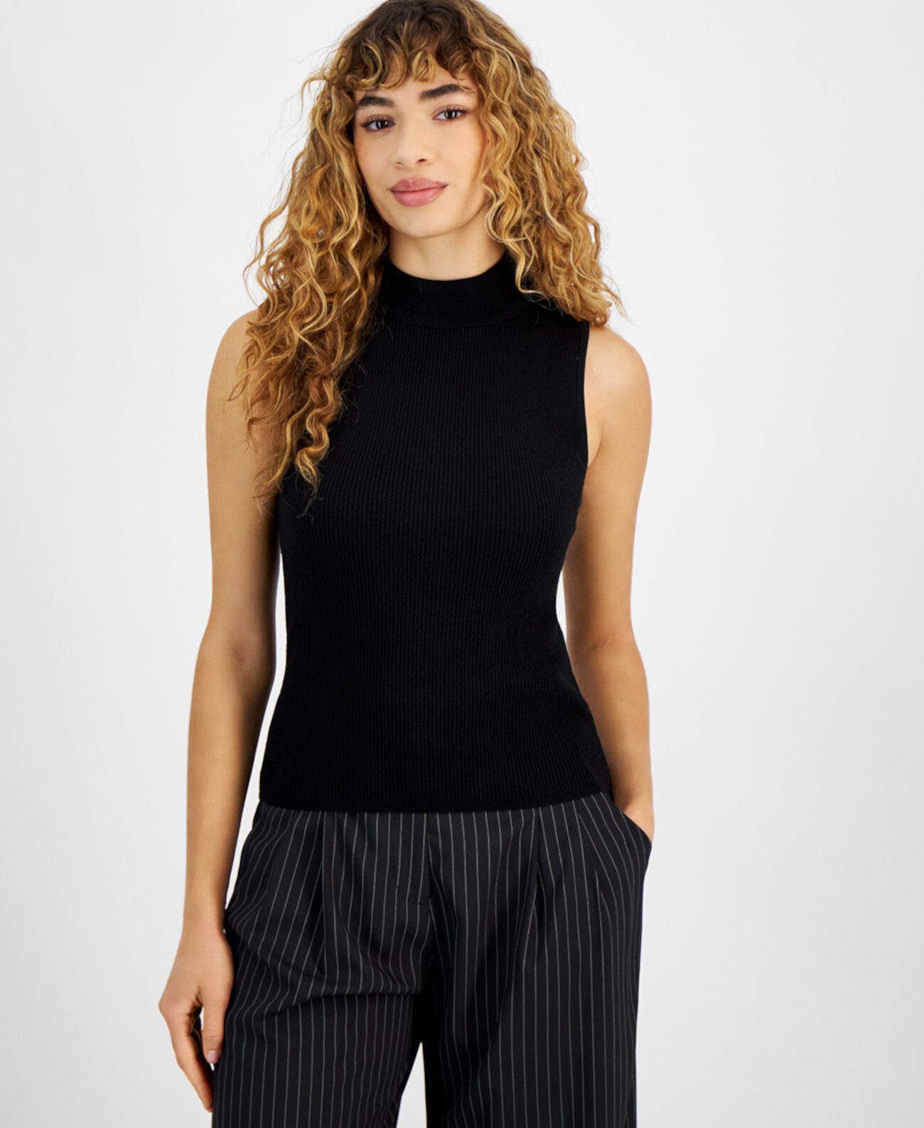 Women's Sleeveless Mock Neck Top, Created for Macy's Bar III