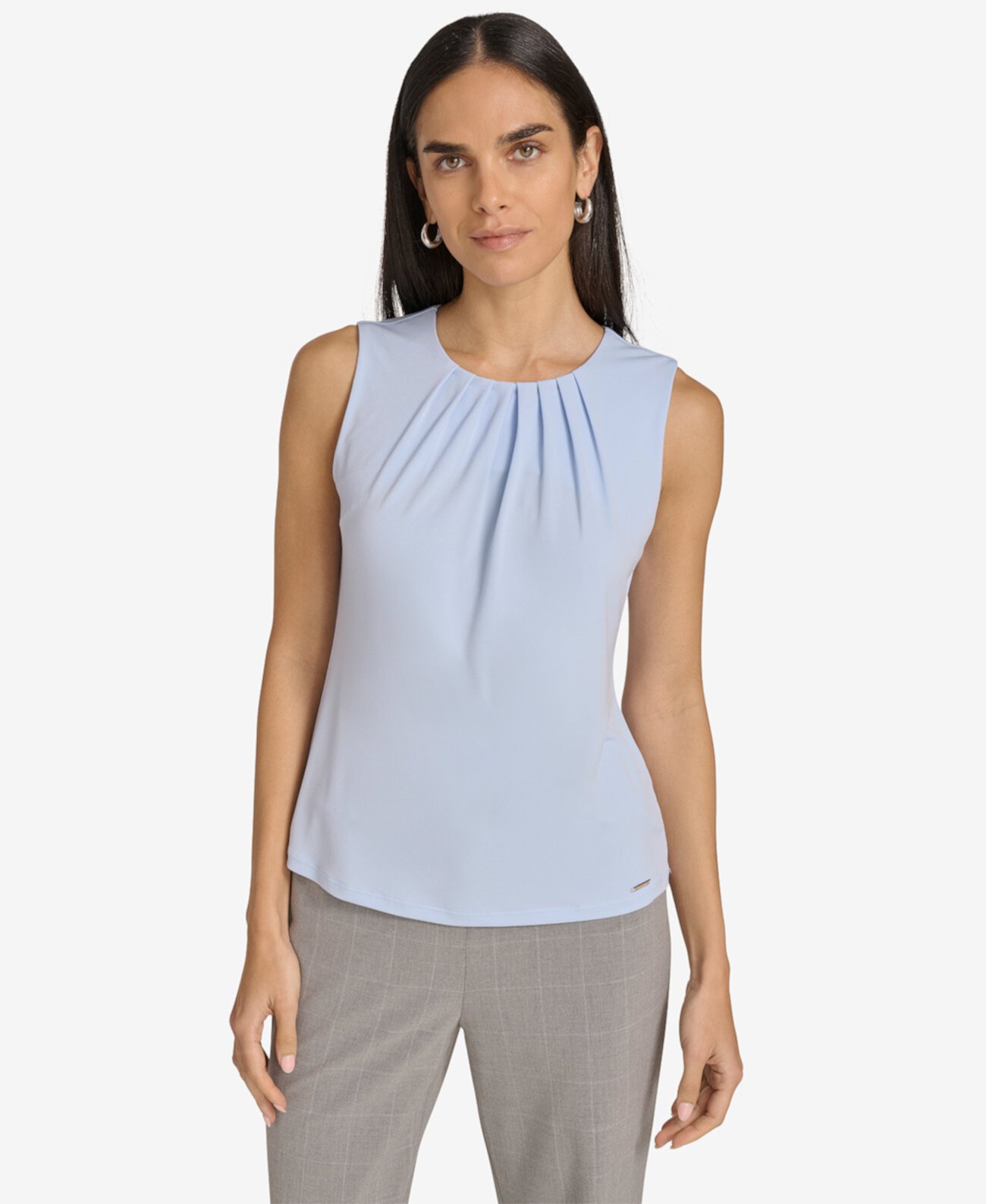 Women's Pleated-Neck Sleeveless Top Calvin Klein