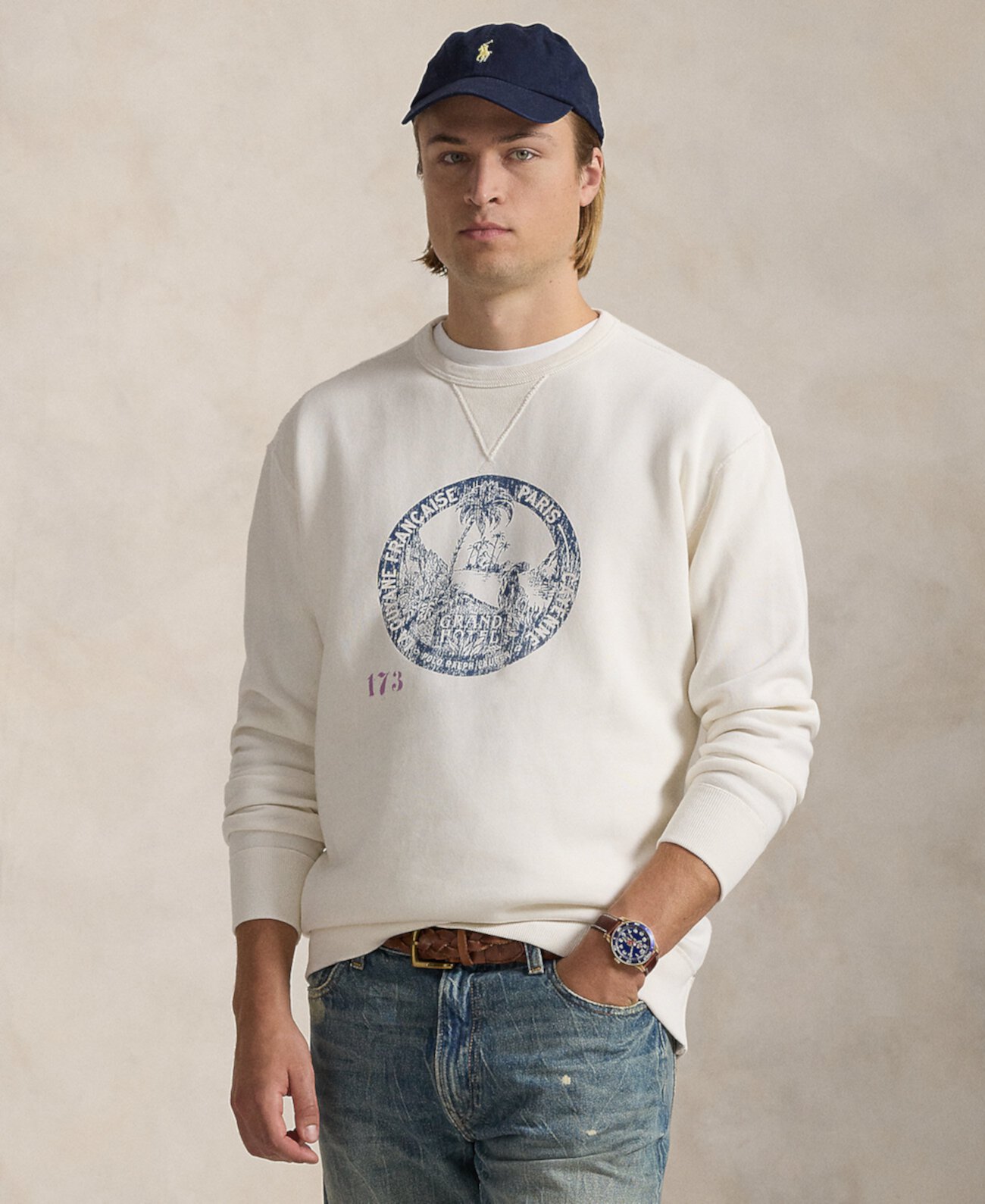 Хлопковая толстовка с принтом для мужчин Polo Ralph Lauren, большого и длинного размера Polo Ralph Lauren