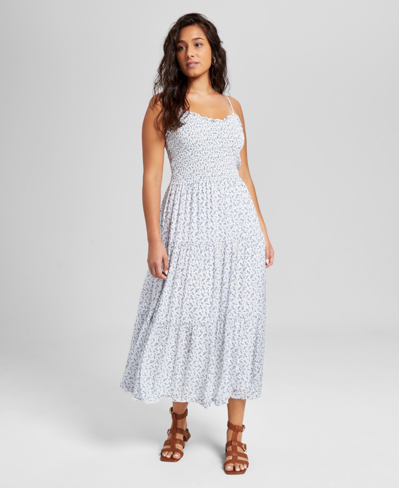 Women's Tiered Smocked-Bodice Midi Dress, Exclusively at Macy's And Now This