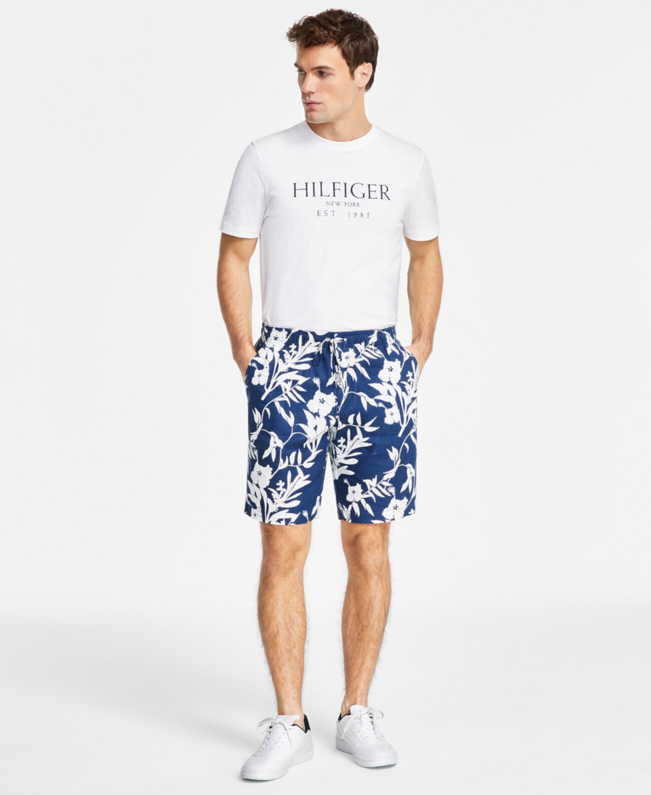 Мужские льняные шорты Tommy Hilfiger Harlem с эластичным поясом и карманами Tommy Hilfiger