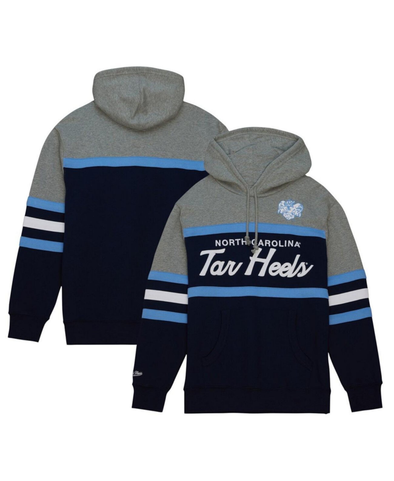 Men's Navy North Carolina Tar Heels Head Coach Pullover Hoodie Mitchell & Ness