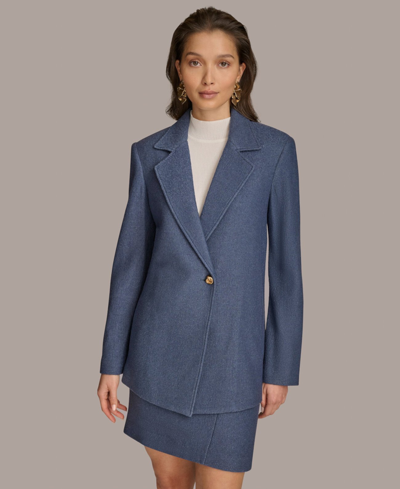 Women's Wool-Blend One Button Blazer Donna Karan New York