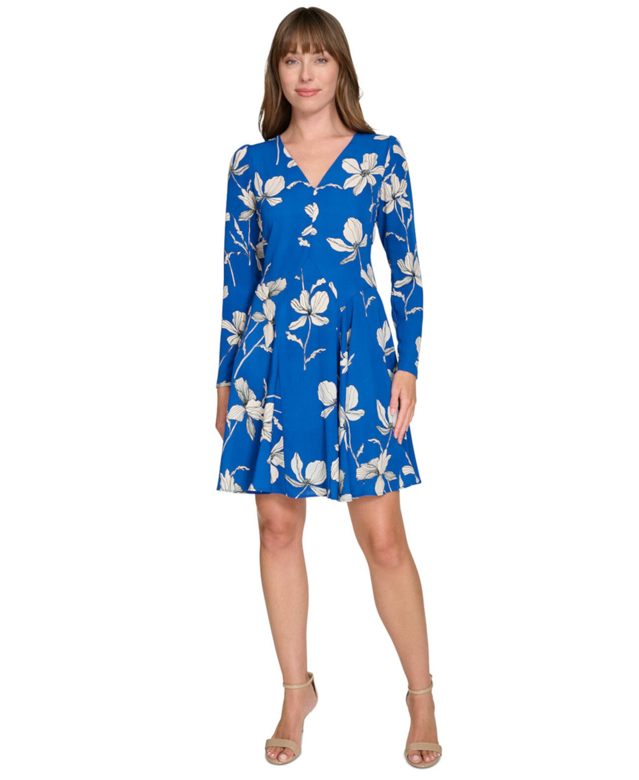 Women's Floral-Print Fit & Flare Dress Tommy Hilfiger