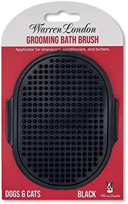 Warren London Grooming Bath Brush for Dogs and Cats | Applicator for Dog Shampoo, Hydrating Butter, or Pet Leave In Conditioner | Black Warren London